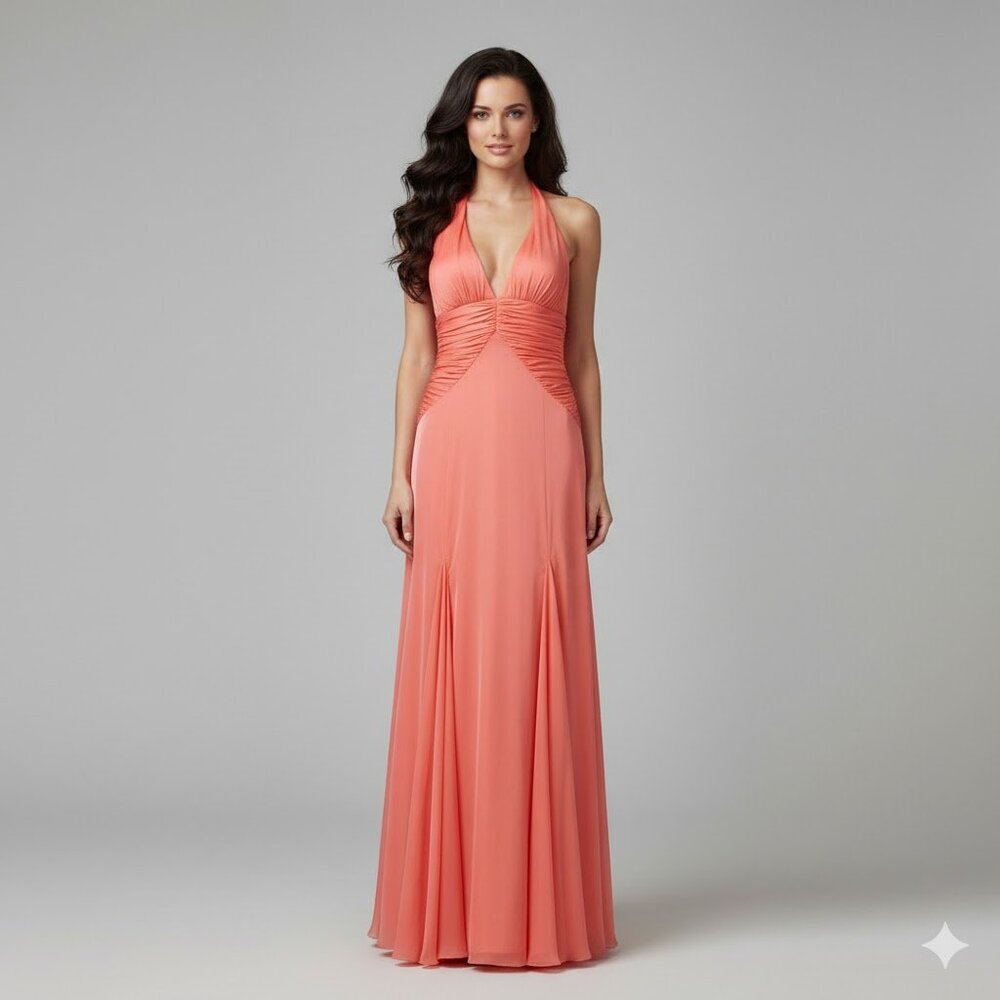 XOXO Vibrant Coral  Satin Backless Dress